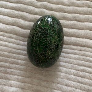 Vintage Cloisonné Dark Green Brass Egg Decoration‎